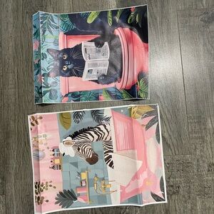 Colorful Cat and Zebra Art Posters for Bathroom